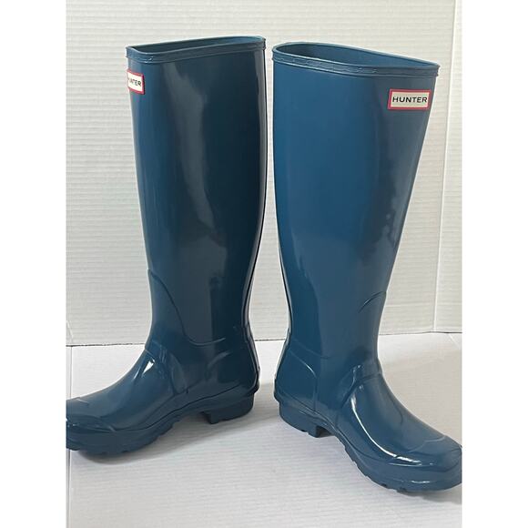 NWT Hunter Dusty Petrol Blue Classic Tall Rainboots Boots Size 5 - Picture 3 of 13
